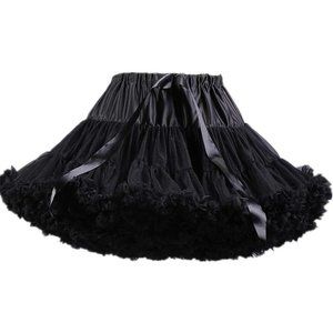 Women's 3-Layered Pleated Tulle Petticoat Tutu Puffy Party Cosplay Skirt